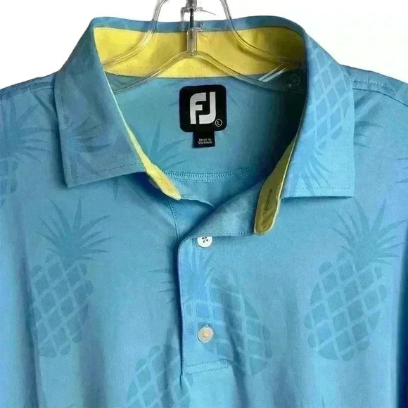 FootJoy Men's Pineapple Polo Shirt Blue Size L Limited Edition Casual - Picture 2 of 16